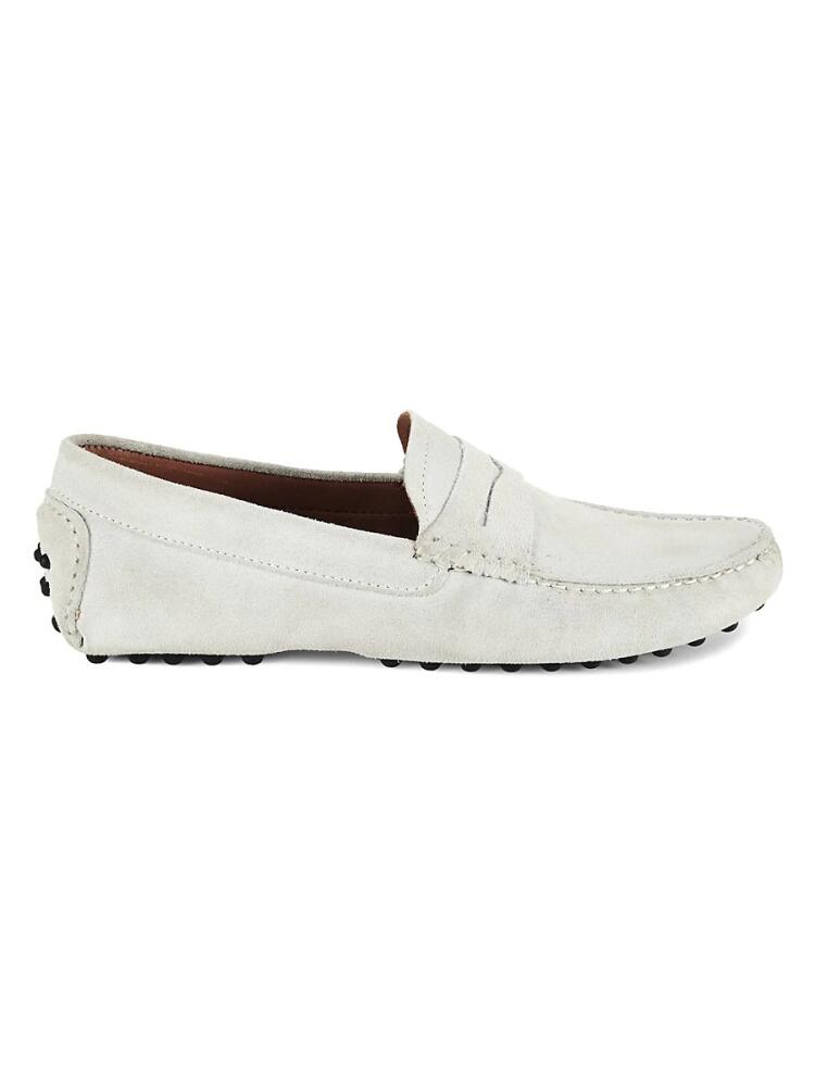 Massimo Matteo Men's Suede Driving Penny Loafers - Off White Cover