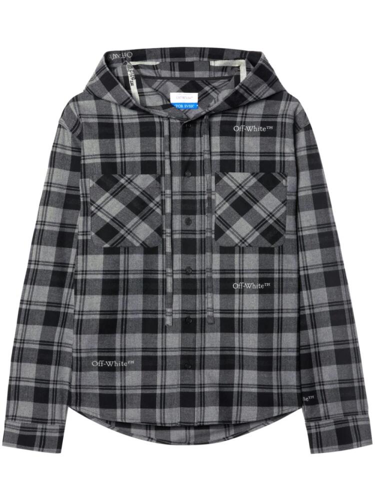 Off-White checked hooded shirt - Grey Cover