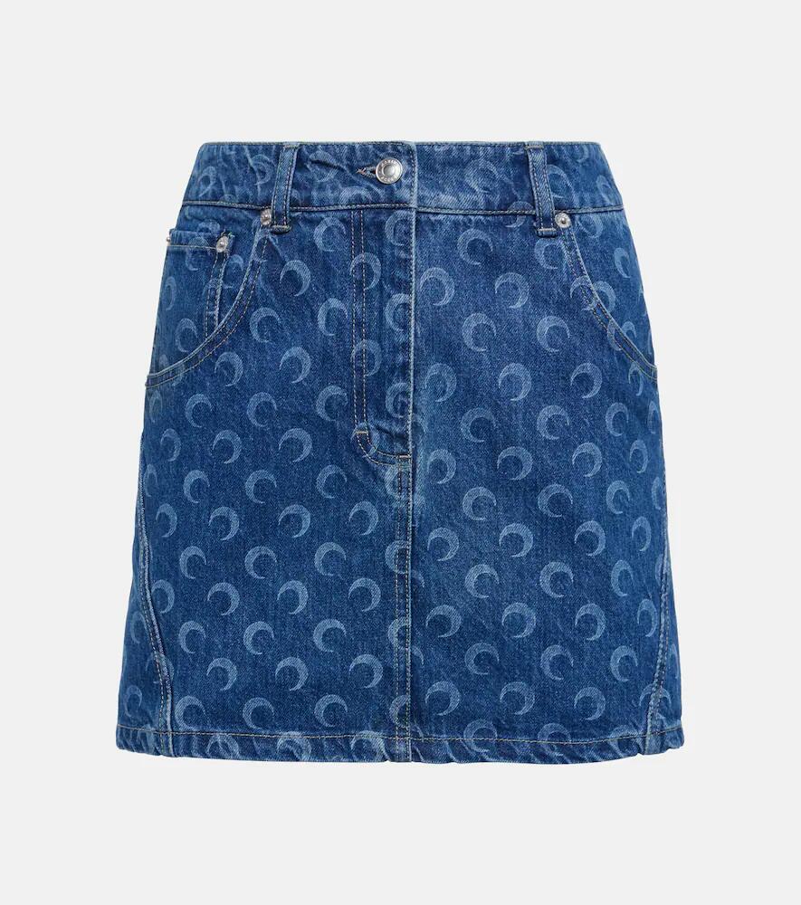 Marine Serre Printed cotton denim miniskirt Cover