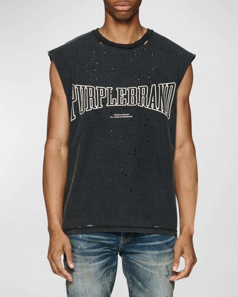 PURPLE Men's Distressed Jersey Tank Top Cover