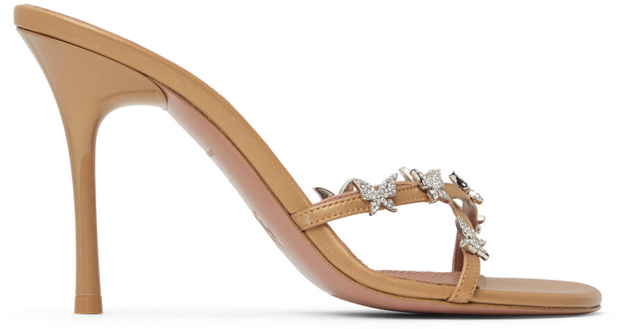 Amina Muaddi Tan Debora Heeled Sandals Cover