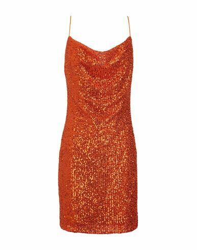 8 By Yoox Sequin Slip Mini Dress Woman Mini dress Orange Polyester, Elastane Cover