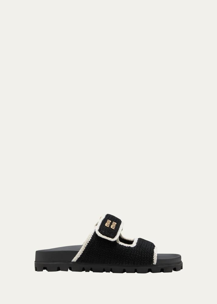 Miu Miu Bicolor Crochet Grip Slide Sandals Cover