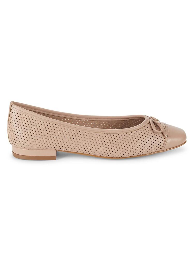 Saks Fifth Avenue Women's Danielle Faux Leather Perforated Bow Ballet Flats - Nude Cover