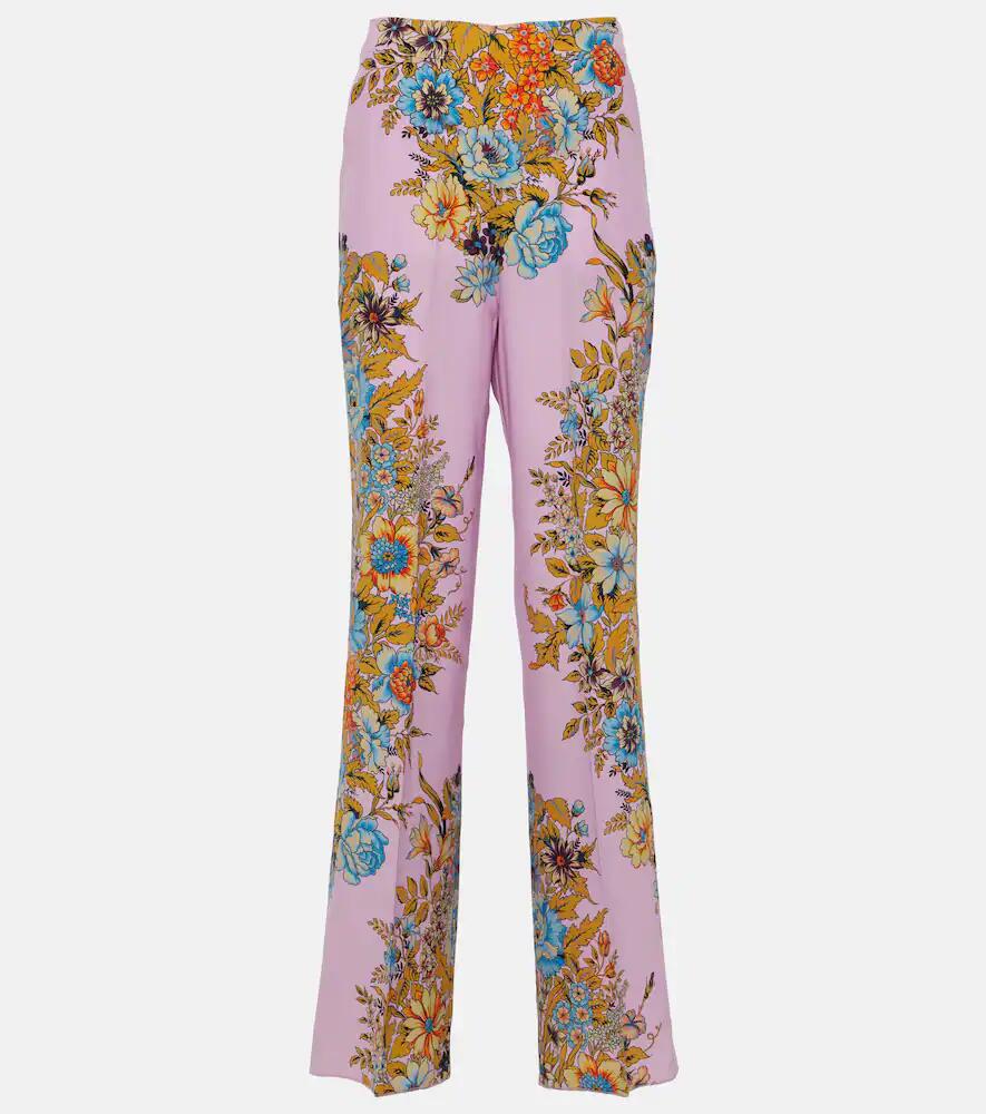 Etro Floral high-rise silk wide-leg pants Cover