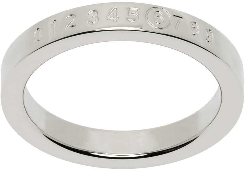 MM6 Maison Margiela Silver Numeric Minimal Signature Ring Cover