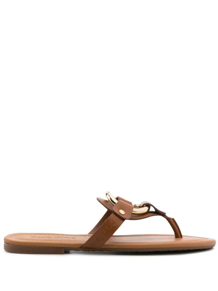 See by Chloé Hana ring-detail leather slides - Brown Cover