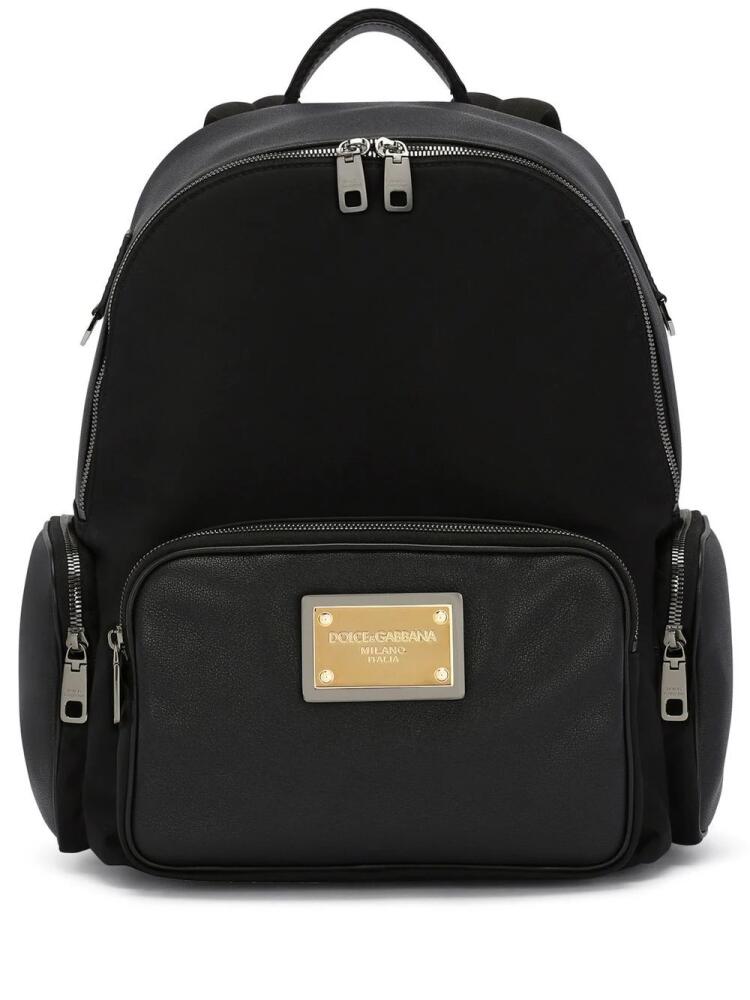 Dolce & Gabbana multi-pocket logo-plaque backpack - Black Cover