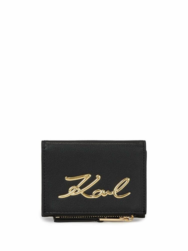 Karl Lagerfeld Signature tri-fold leather wallet - Black Cover