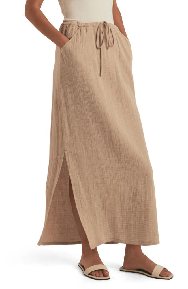 Favorite Daughter The Slip It On Cotton Gauze Maxi Skirt in Beige Cover