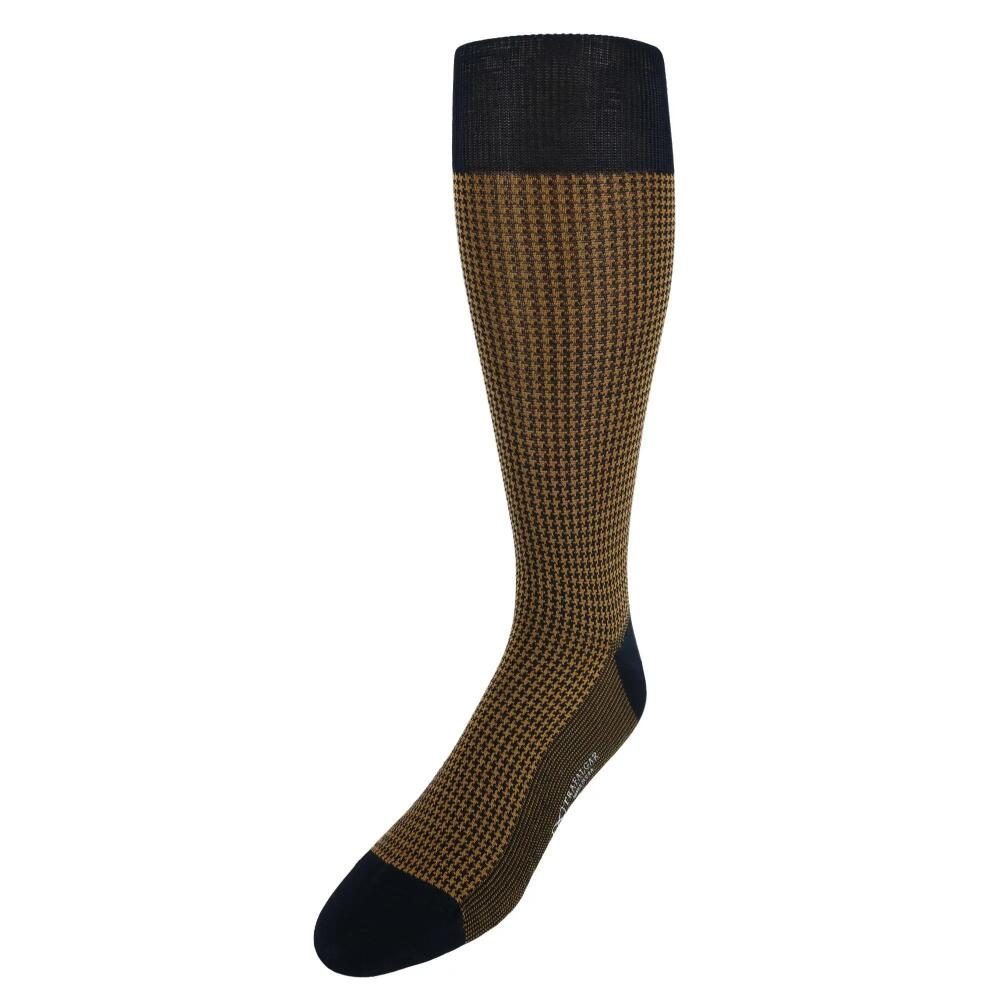 Trafalgar Doyle Houndstooth Design Mercerized Cotton Mid-Calf Socks in Black And Gold Cover