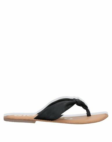 Gioseppo Woman Thong sandal Black Soft Leather Cover