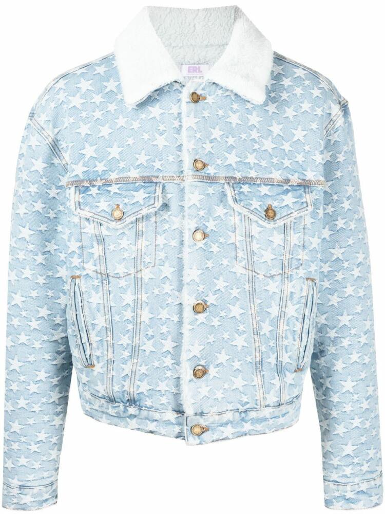 ERL star-jacquard denim jacket - Blue Cover