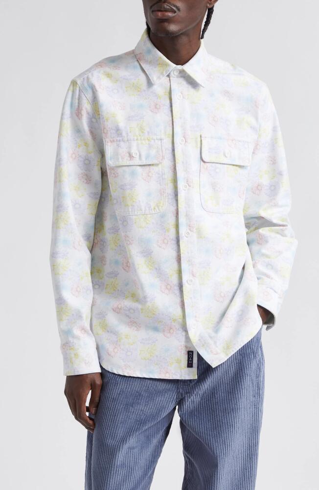 Noah Floral Print Cotton Work Shirt in Pastel Floral Cover