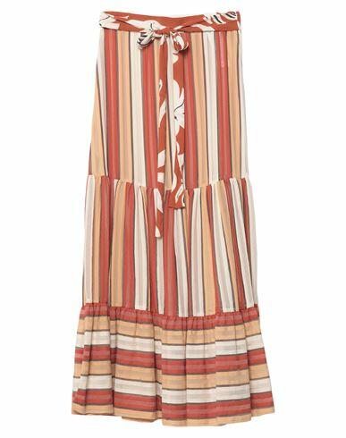 Seventy Sergio Tegon Woman Maxi skirt Brick red Cotton, Silk Cover