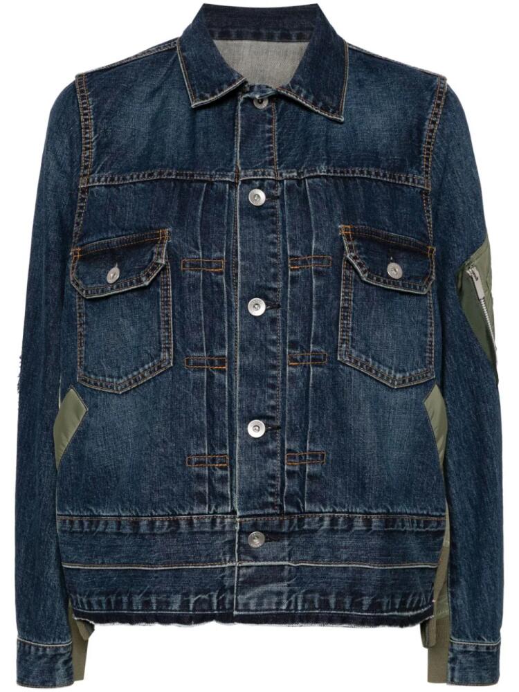 sacai panelled denim jacket - Blue Cover