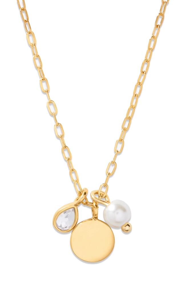 Brook and York Cecilia Crystal & Imitation Pearl Charm Pendant Necklace in Gold Cover