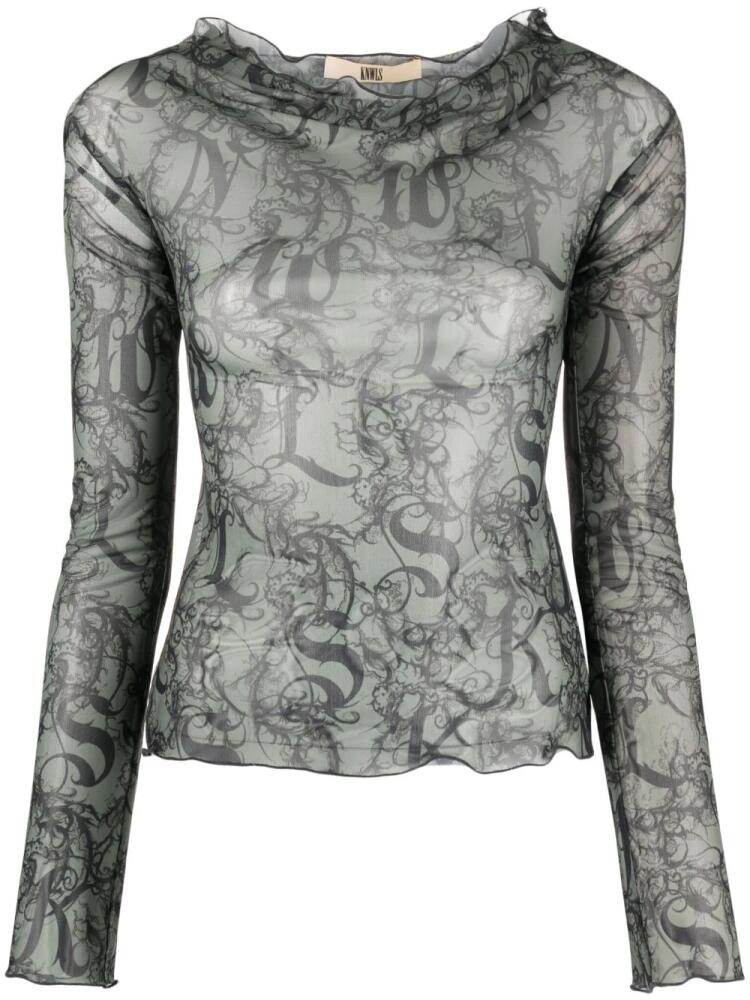 KNWLS Halcyon Gothic Lace-print top - Grey Cover