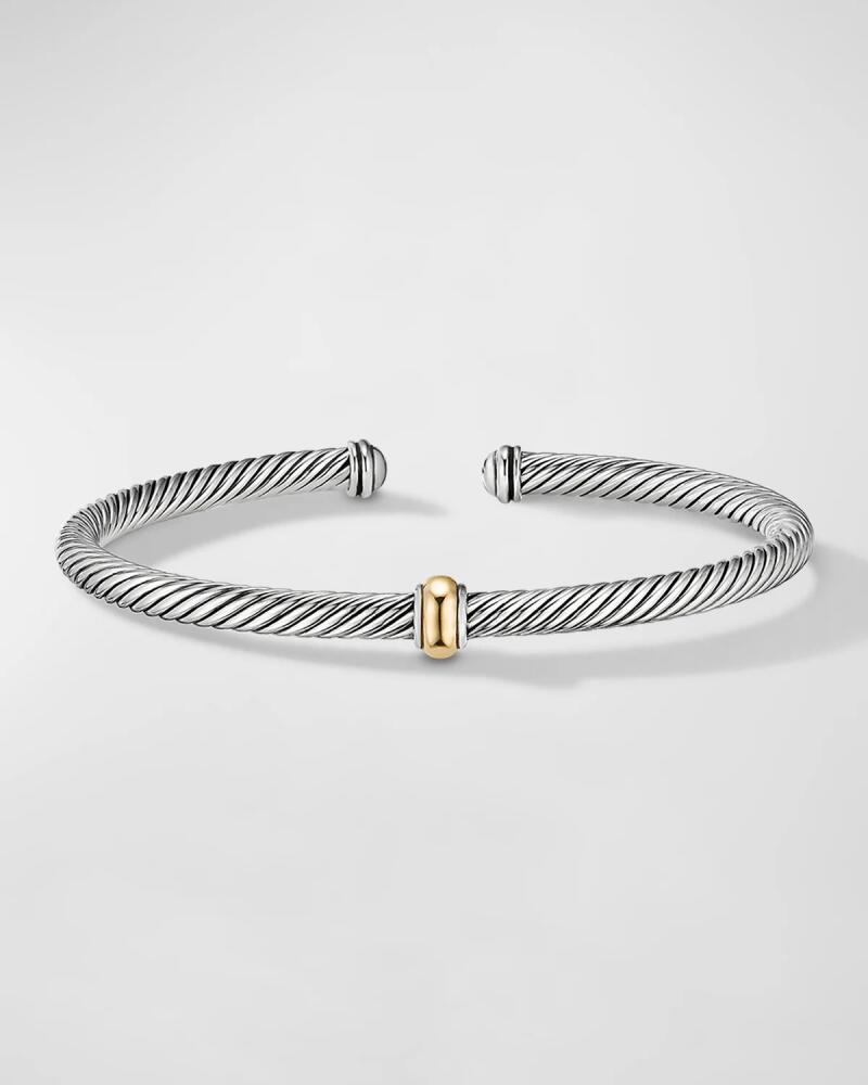 David Yurman Cable Station Bracelet in Silver with 18K Gold, 4mm Cover