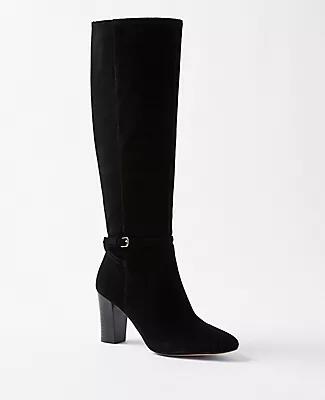 Ann Taylor High Heel Suede Buckle Boots Cover