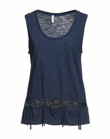 Lanston Woman Top Midnight blue Polyester, Cotton, Elastane Cover