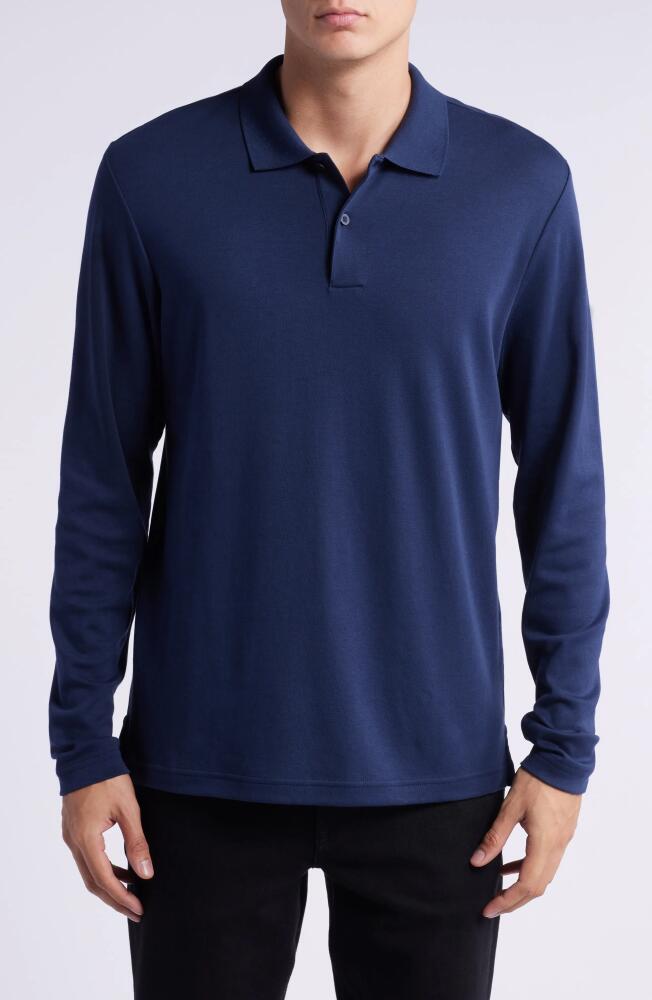 Nordstrom Pima Cotton Long Sleeve Polo in Navy Blazer Cover