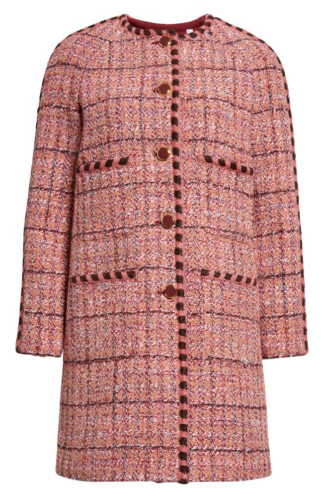 St. John Evening Metallic Tweed Longline Jacket in Cranberry/Ecru/Brick Multi Cover