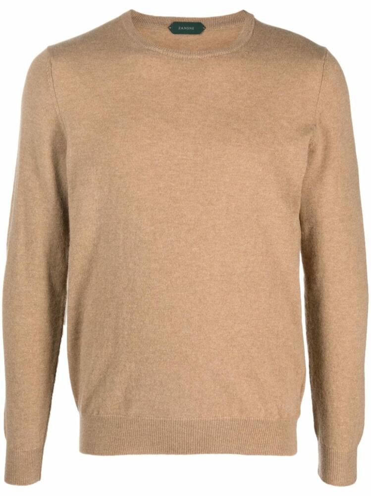 Zanone fine-knit crew-neck jumper - Brown Cover