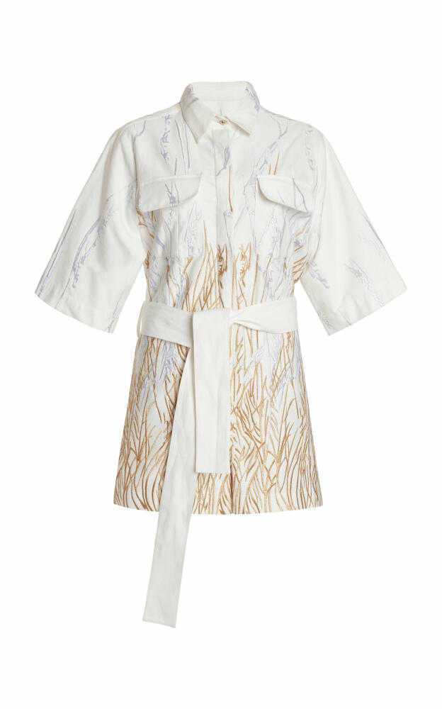 Elie Saab - Printed Jumpsuit with Belt - White Cover