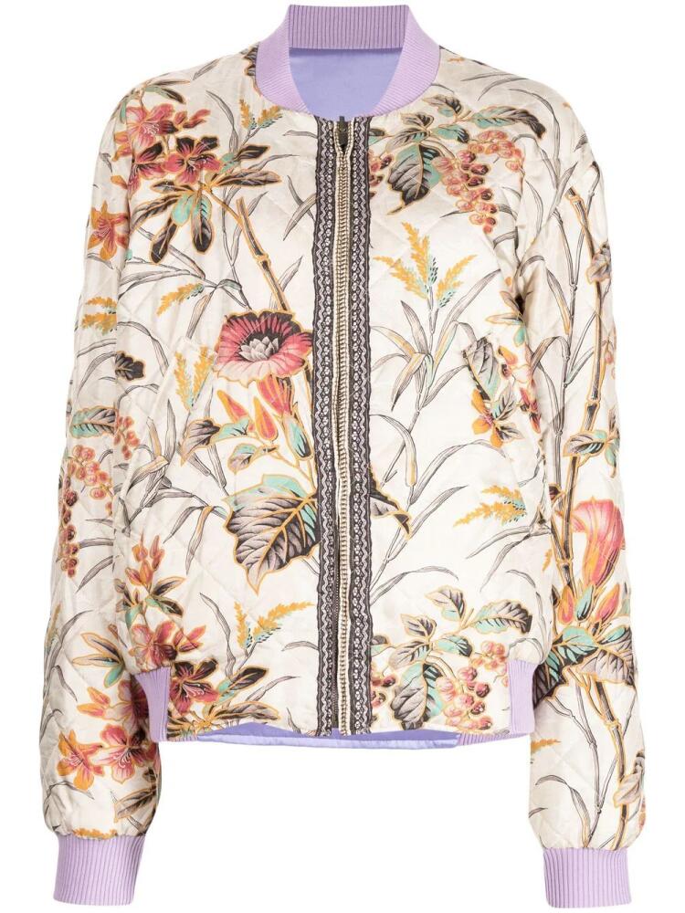 Pierre-Louis Mascia floral-print quilted bomber jacket - Neutrals Cover