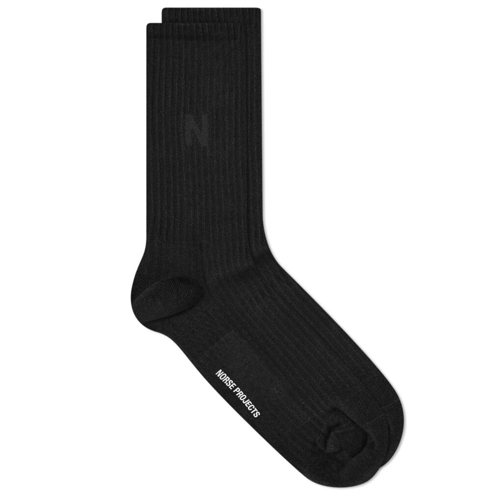 Norse Projects Men's Bjarki N Logo Sock - 2 Pack in Black Cover