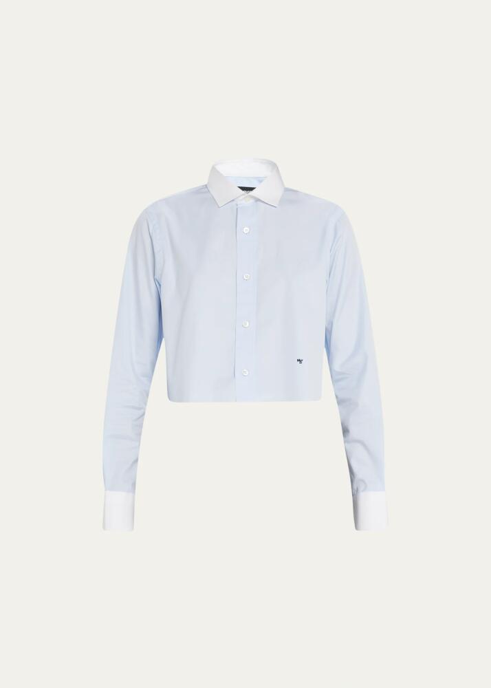 HOMMEGIRLS Cropped Shirt with Contrast Collar Cover