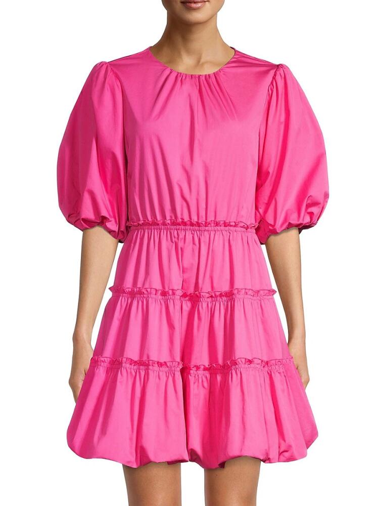 Jason Wu Women's Balloon Sleeve Tiered Mini Dress - Fuchsia Cover