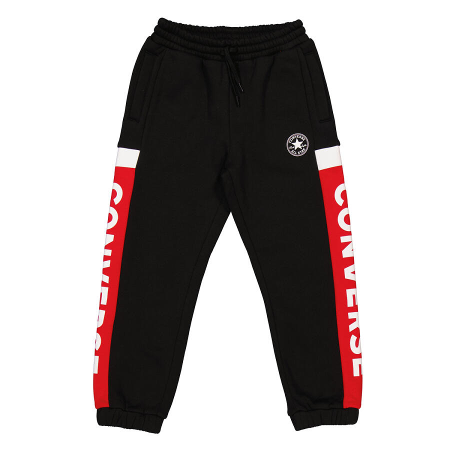 Converse Boys Black Logo Print Panel Sweatpants Cover