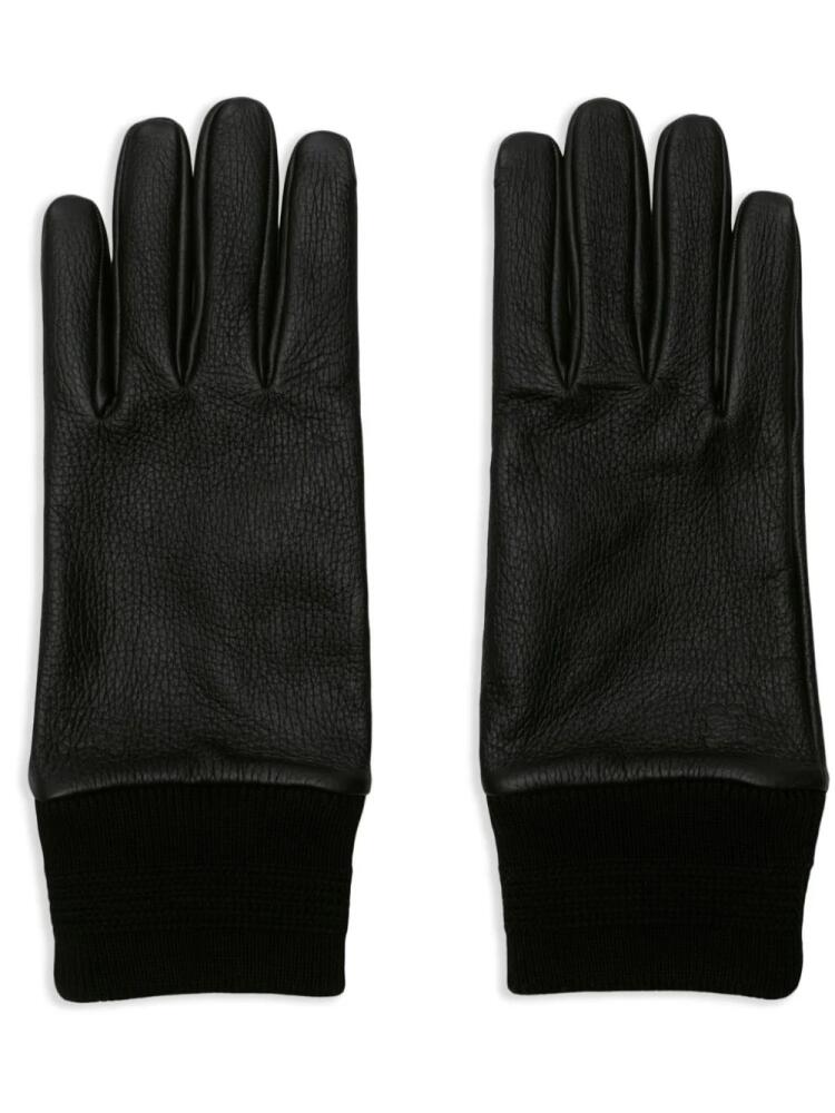 Burberry ribbed-trim leather gloves - Black Cover