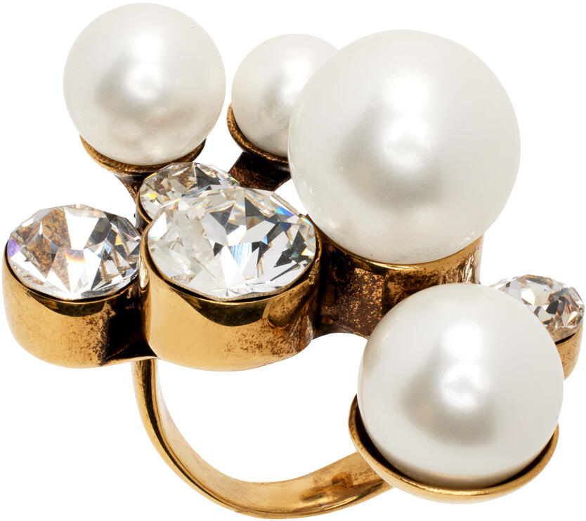 Dries Van Noten Gold Faux-Pearl Ring Cover