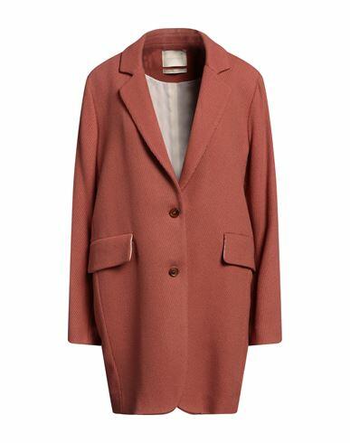 Momoní Woman Coat Rust Virgin Wool, Polyamide Cover