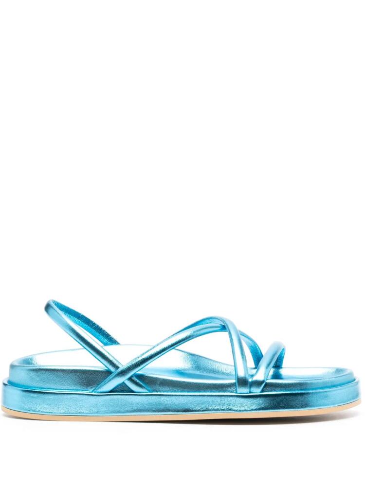 P.A.R.O.S.H. metallic-finish leather sandals - Blue Cover