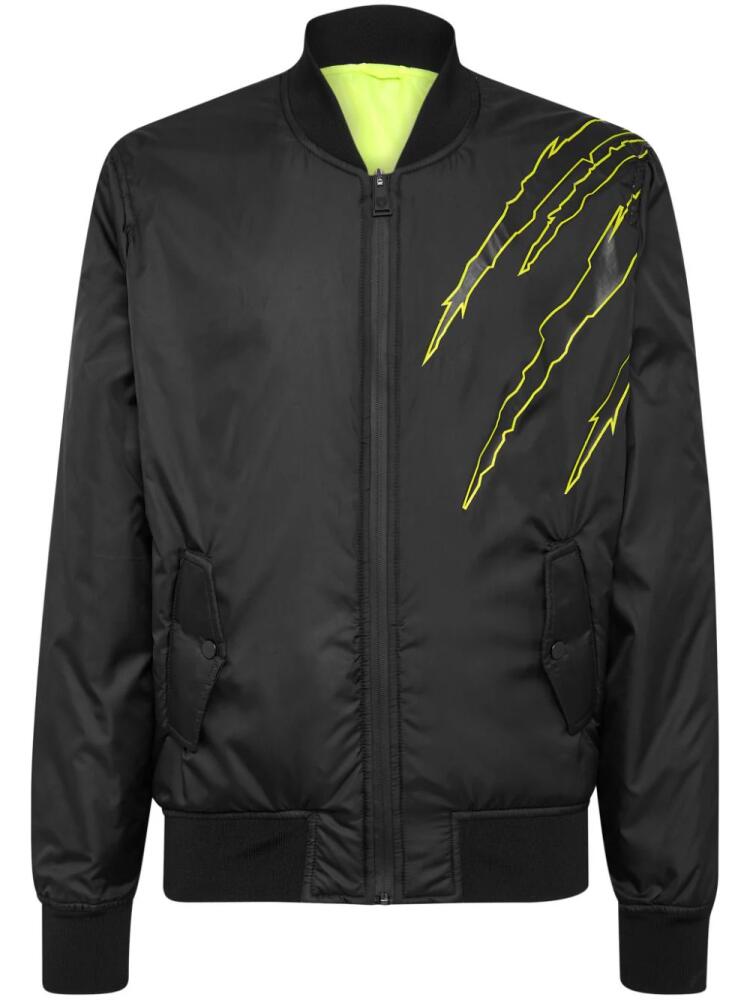 Plein Sport logo-print zipped bomber jacket - Black Cover