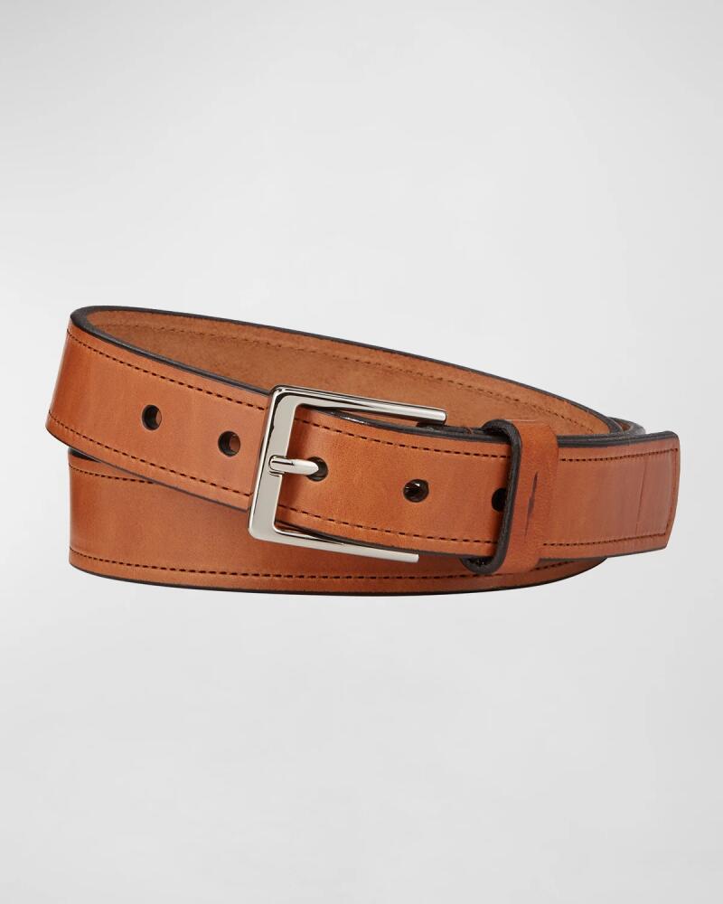 Shinola Men's Harness Single-Stitch Leather Belt Cover