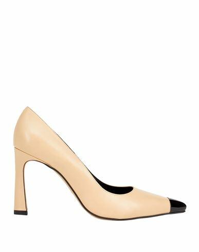 8 By Yoox Leather Pointy Detail Pump Woman Pumps Beige Calfskin Cover