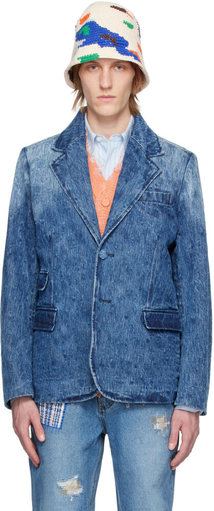 ADER error Blue Notched Denim Blazer Cover