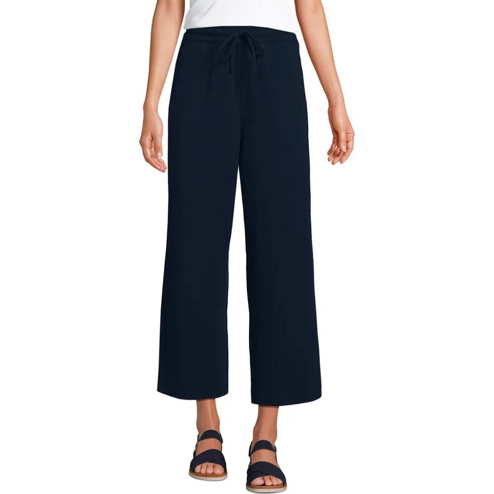 Lands' End Sport Knit Pull On Drawstring Wide Leg Crop Pants in Radiant Navy Cover