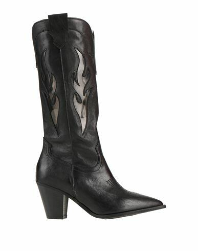 Divine Follie Woman Boot Black Leather Cover