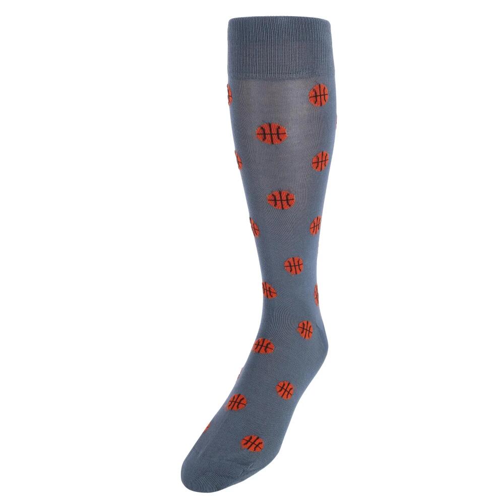 Trafalgar Three Point Shot Basketball Novelty Mercerized Cotton Mid-Calf Socks in Grey Cover