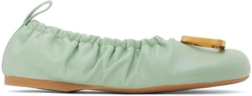 JW Anderson Green JWA Puller Leather Ballerina Flats Cover