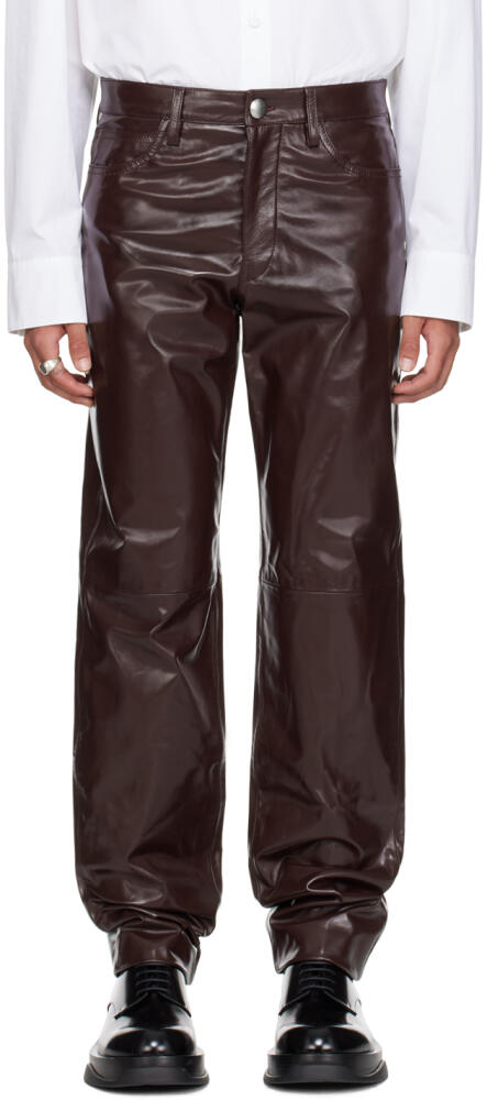 Jil Sander Burgundy Patent Leather Pants Cover