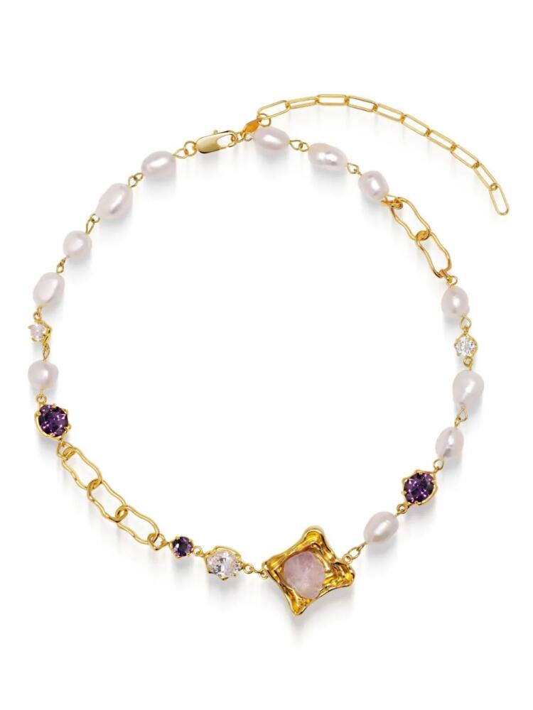 Nialaya Jewelry crystal-embellished pearl necklace - Gold Cover