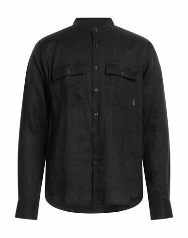 John Richmond Man Shirt Black Linen Cover