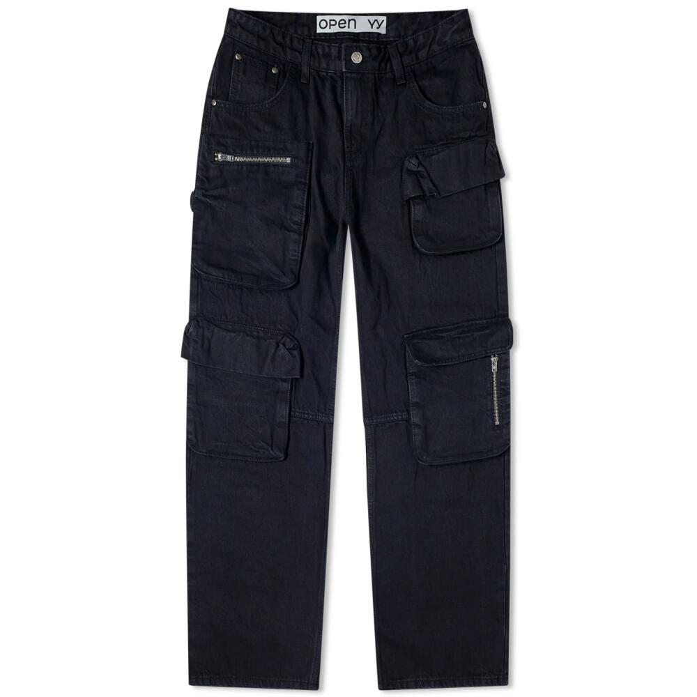 OPEN YY Women's Cargo Pocket Jeans in Black Cover